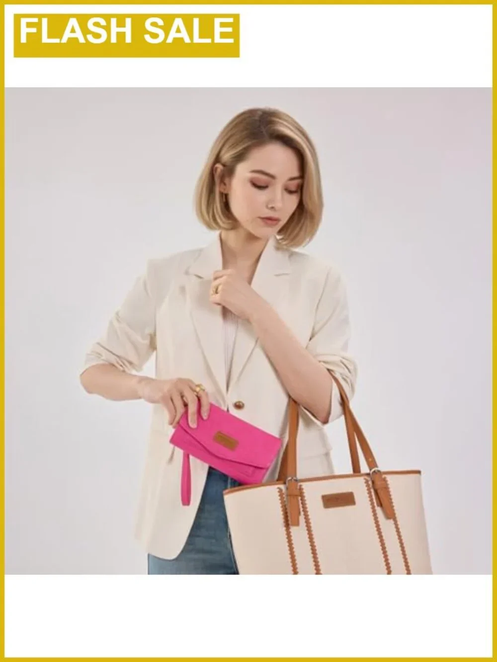 Vegan Leather RFID Tri-Fold Wallet with Wrist Strap, Large Capacity
